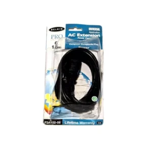 Belkin Pro Series AC Extension Computer Power Cord 6 Ft IEC-C13-C14 M to F