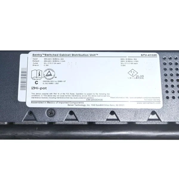 Server Technology STV-4102C Switched PDU 208V 24-C13-Outlets L6-30P Input - Image 2