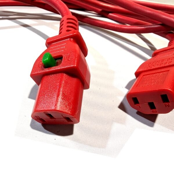 SSEMCO 3 Ft (Quantity 11) IEC320-C13 to C14 Locking AC Power Cords 10A 250V Red 68-S1338 - Image 2