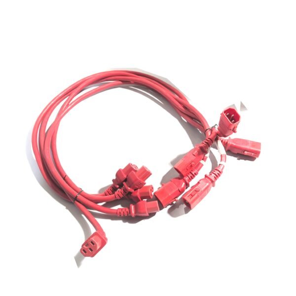 SSEMCO 3 Ft (Quantity 5) IEC320-C14 to C15 AC Power Cords 15A 250V Red E340286