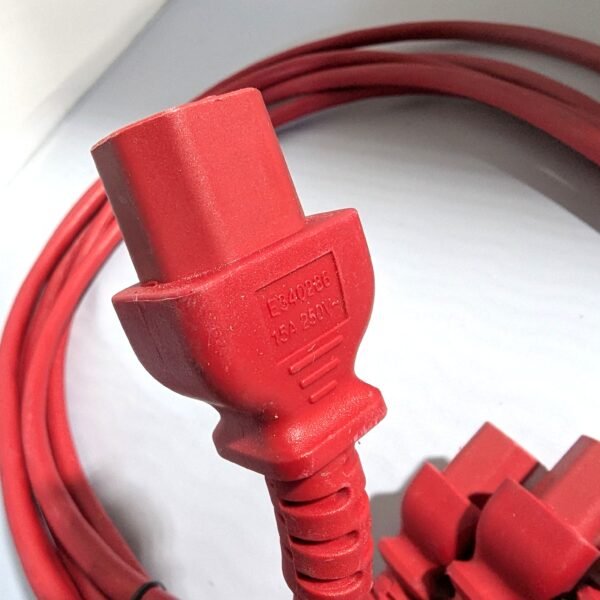 SSEMCO 3 Ft (Quantity 5) IEC320-C14 to C15 AC Power Cords 15A 250V Red E340286 - Image 3