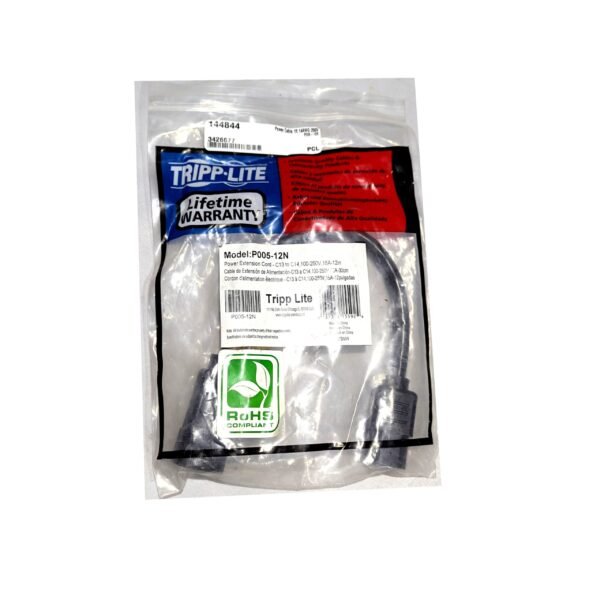 Tripp Lite 1Ft Power Extension Cord C13 to C14 100-250V 15A P005-12N (1) Tripp Lite 1Ft Power Extension Cord C13 to C14 100-250V 15A P005-12N