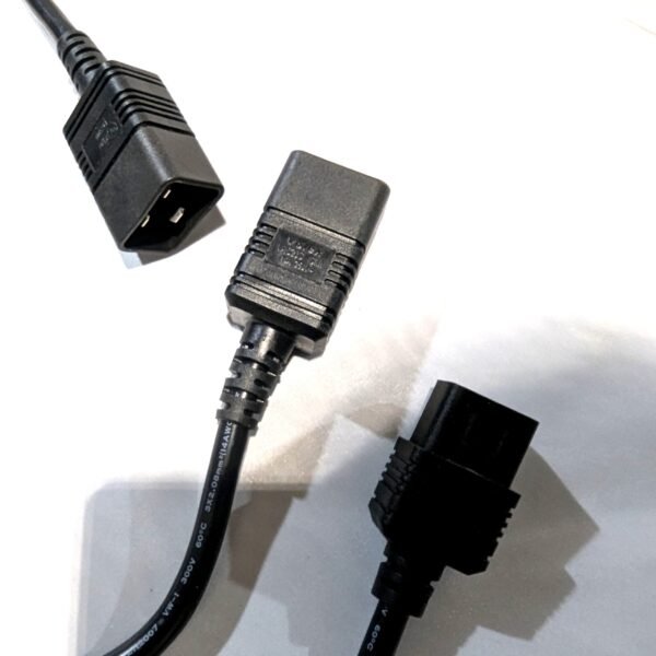 Volex AC Power Cables (Qty 4) IEC C19 to C20 2 Feet Black 16A 250V E159216