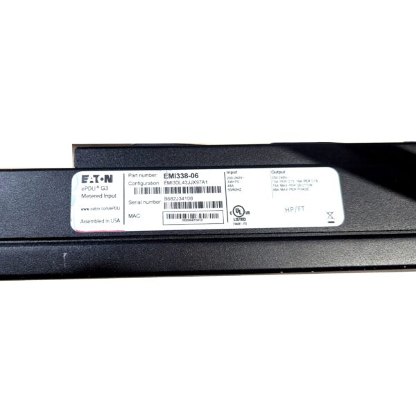 Eaton ePDU G3 Metered Input PDU EMI338-06 240V 48A 3-PH 3W+PE 17.3kW 60-Outlets (4) Eaton ePDU G3 Metered Input PDU EMI338-06 240V 48A 3-PH 3W+PE 17.3kW 60-Out | B