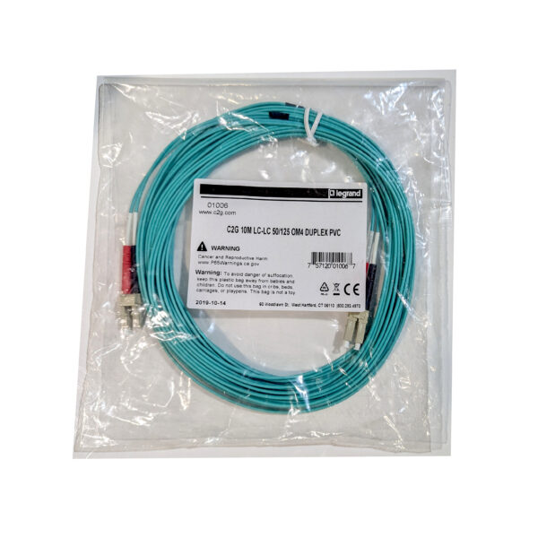 Legrand C2G (10-Pack) 10M LC-LC 50/125 OM4 Duplex PVC Fiber Optic Cable Aqua 01006 - Image 2