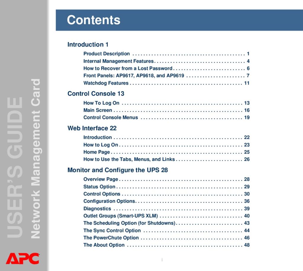 thumbnail of APC AP9619 Network Management Card Users Guide