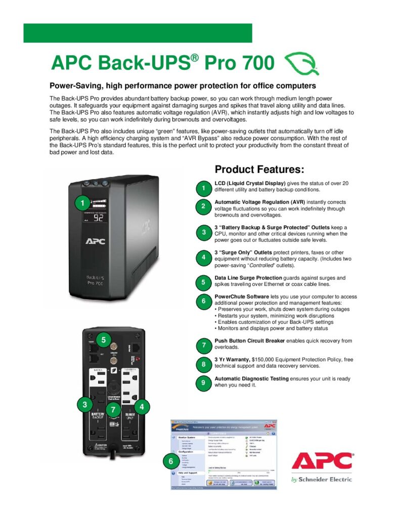 thumbnail of APC Back-UPS Pro 700 Datasheet