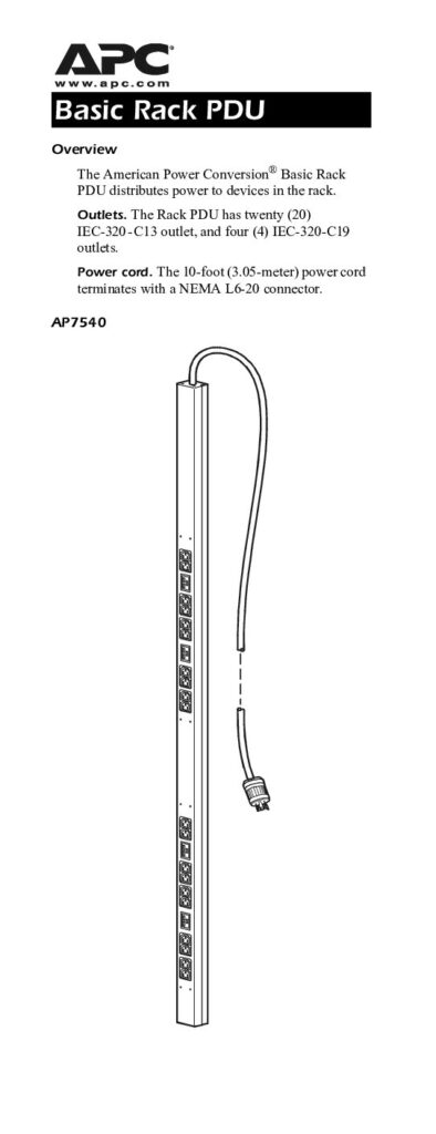 thumbnail of APC PDU AP7540 Basic Rack PDU