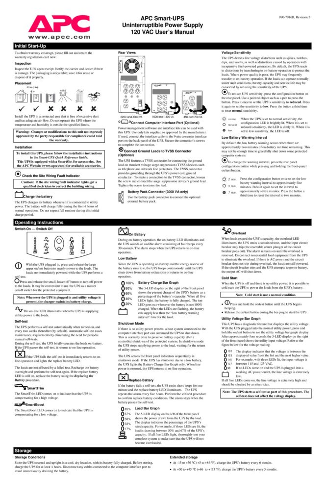 thumbnail of APC Smart-UPS 1400 Tower User’s Manual