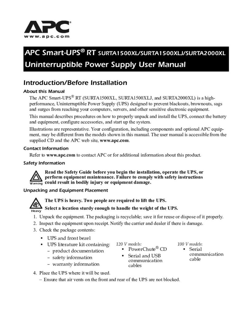 thumbnail of APC Smart-UPS RT SURTA1500XL