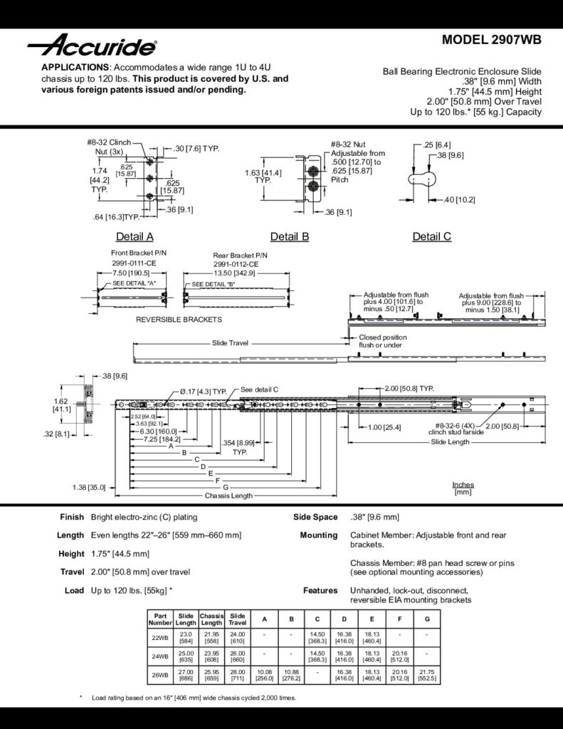 thumbnail of Accuride Model 2907WB Rail Schematic
