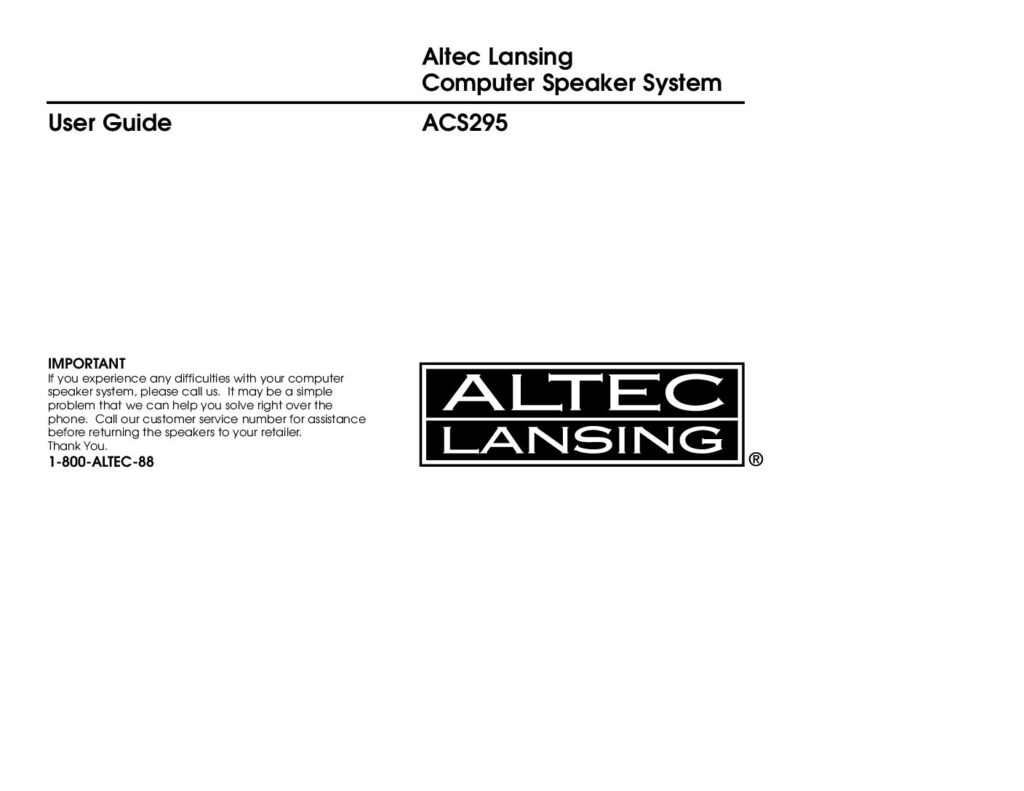 thumbnail of Altec Lansing ACS295