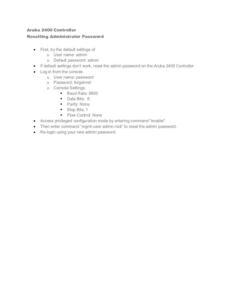thumbnail of Aruba 2400 Controller Admin Password Reset