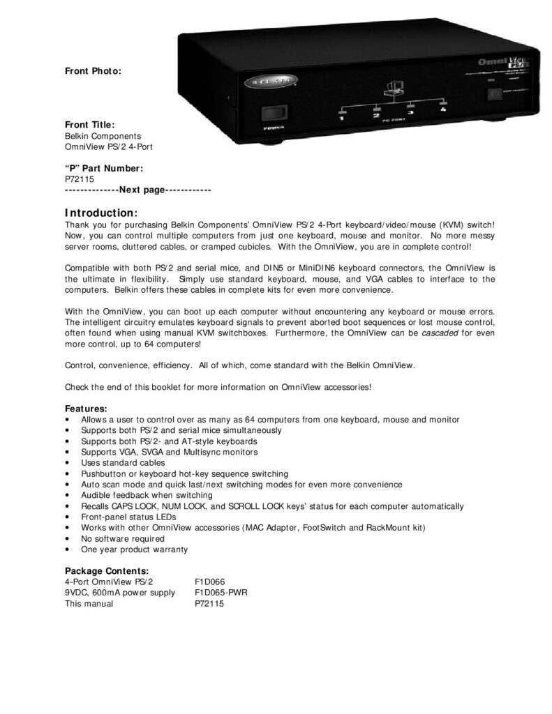 thumbnail of Belkin Omniview F1D066