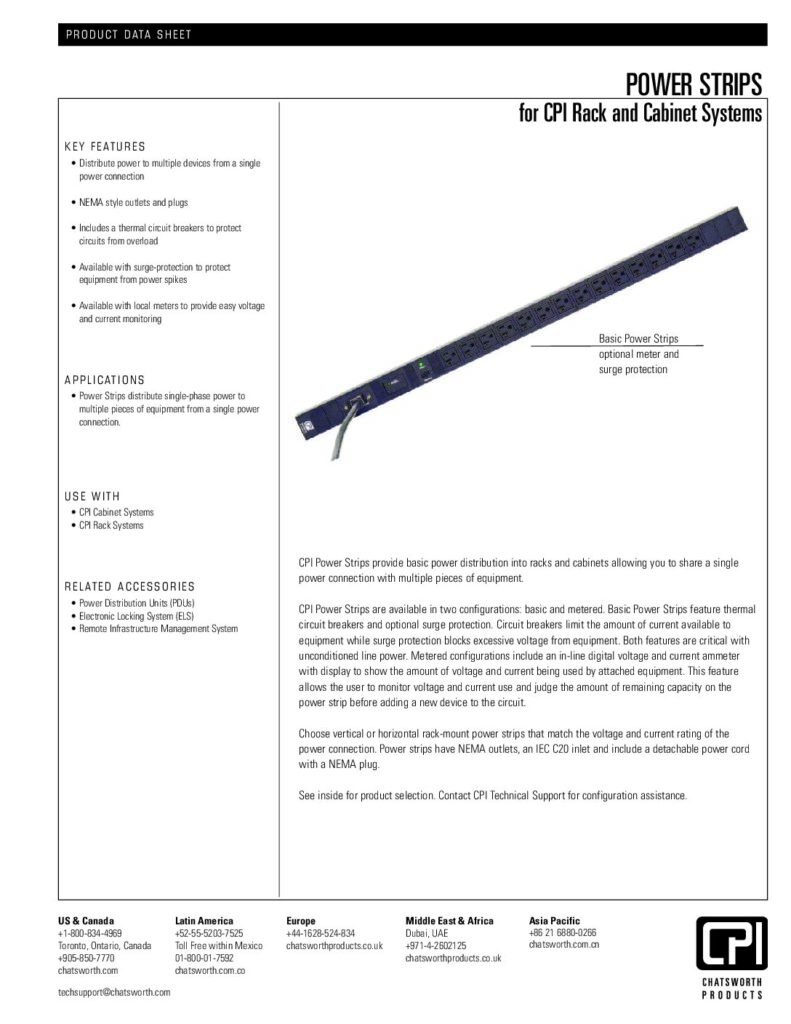thumbnail of Chatsworth Products Inx (CPI) POWER_STRIPS_DATASHEET