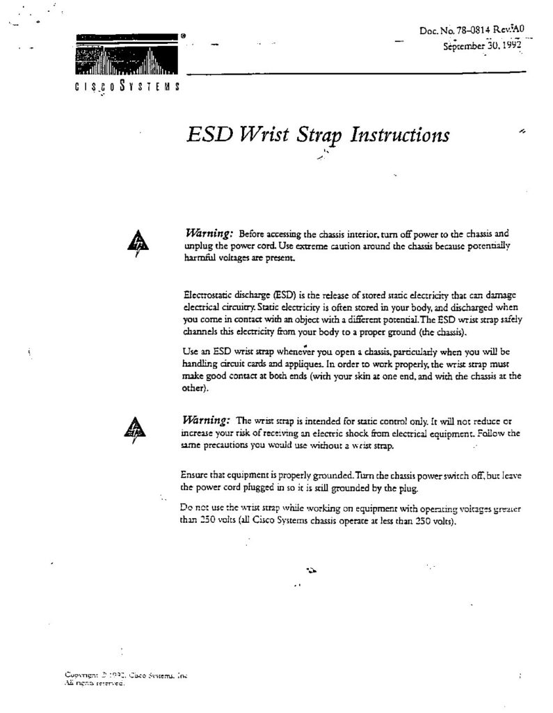 thumbnail of Cisco AS5200 Wrist Strap Instructions