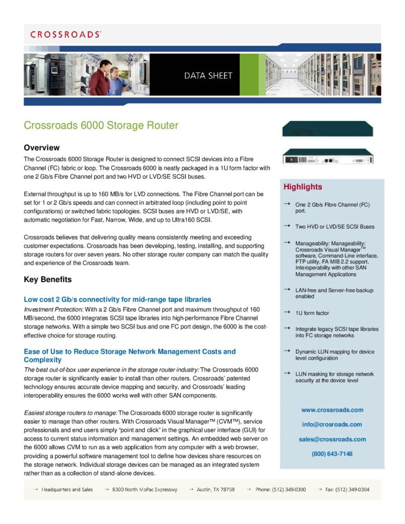 thumbnail of Crossroads 6000 Datasheet