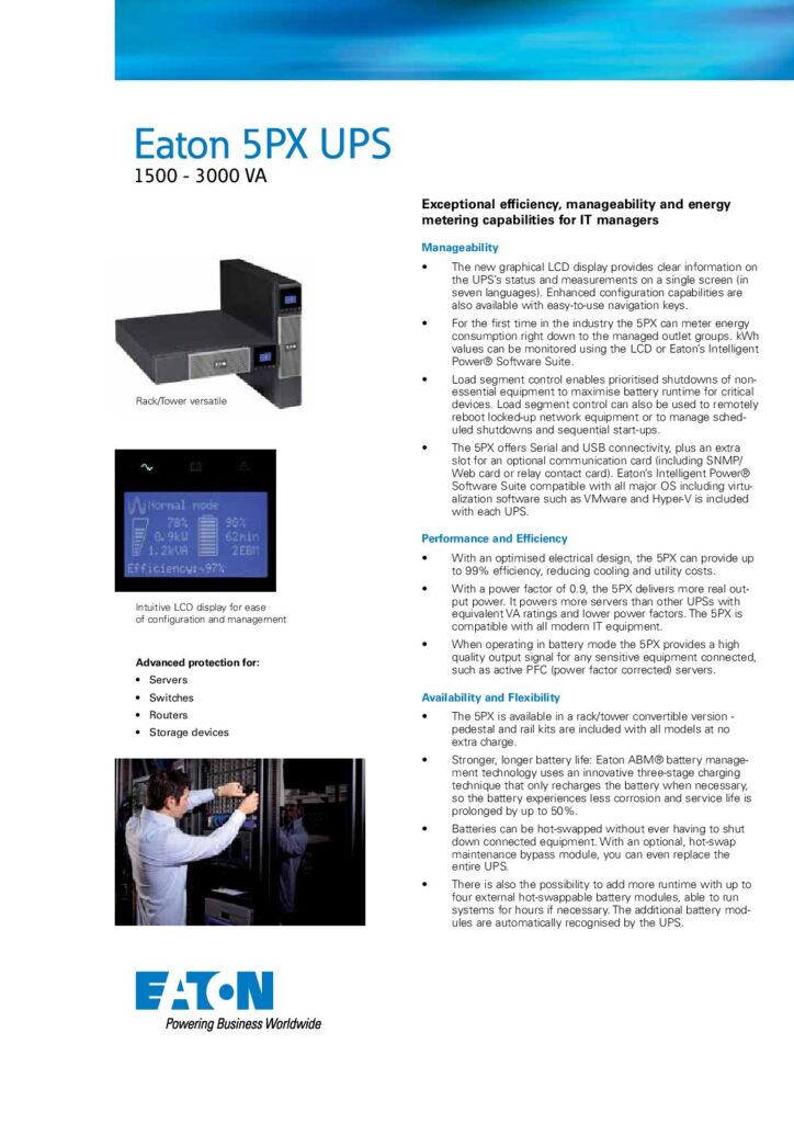 thumbnail of Eaton 5PX UPS Datasheet