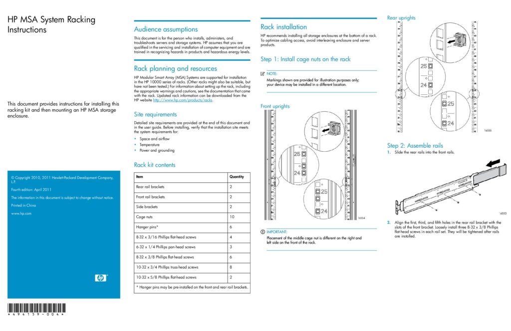 thumbnail of HP MSA System Racking Instructions