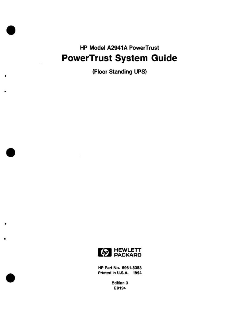 thumbnail of HP PowerTrust UPS System Guide A2941A 5961-8383 Jan94