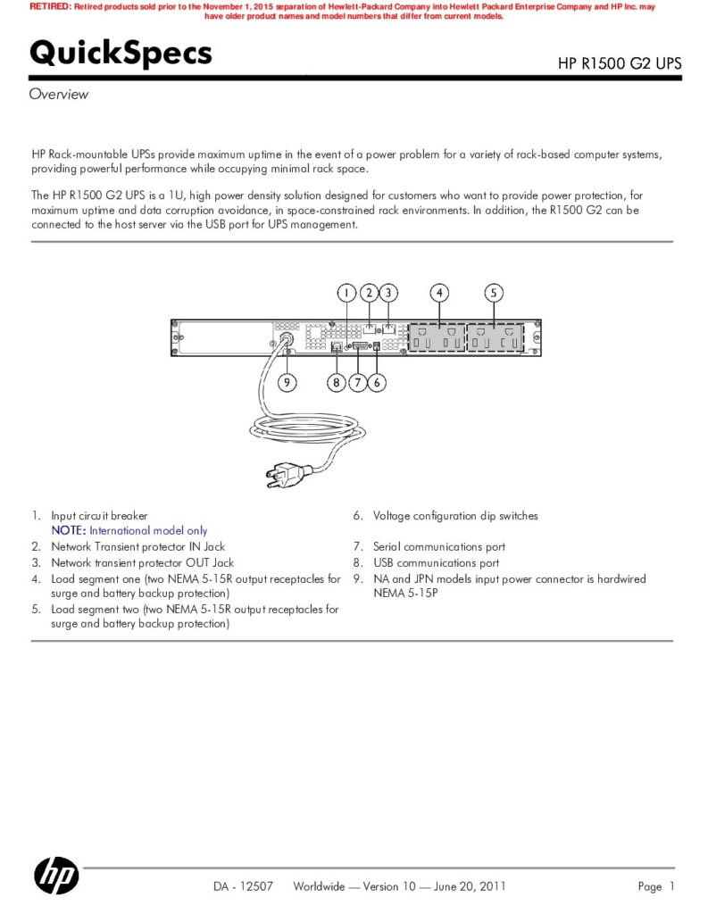 thumbnail of HP R1500 G2 UPS