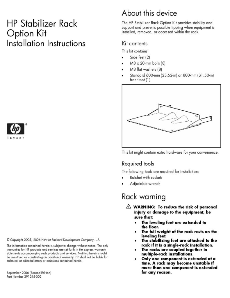 thumbnail of HP Stabilizer Rack Option Kit