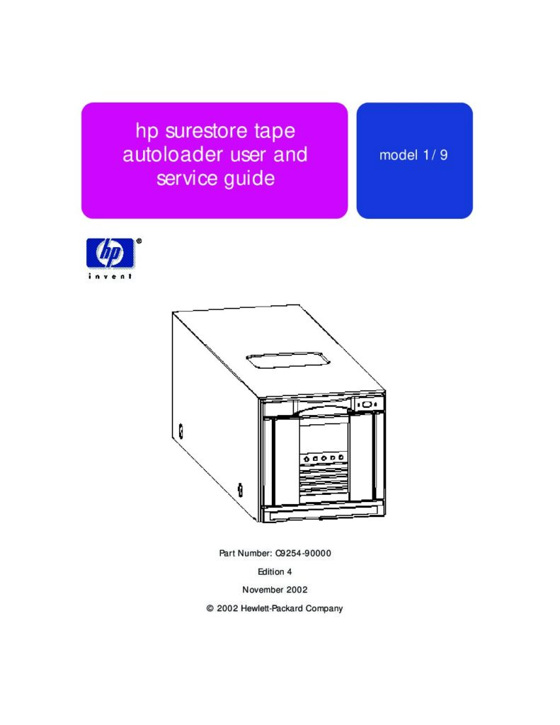 thumbnail of HP SureStore DLT 800_manual