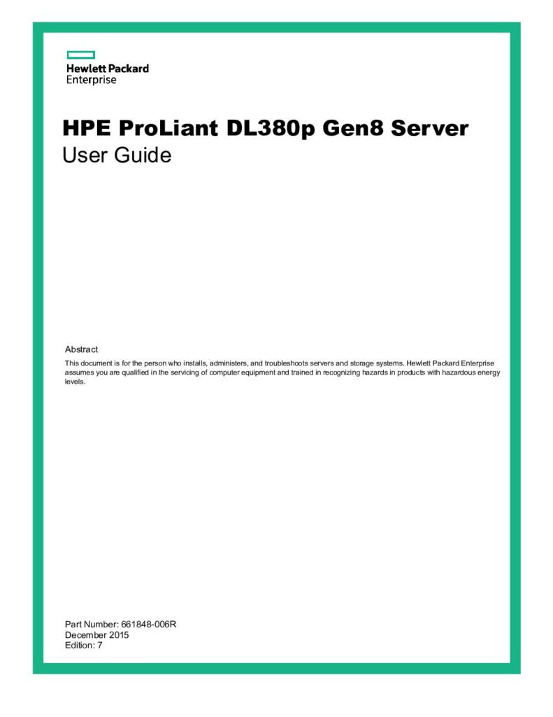 thumbnail of HPE ProLiant DL380p Gen8 Server User Guide