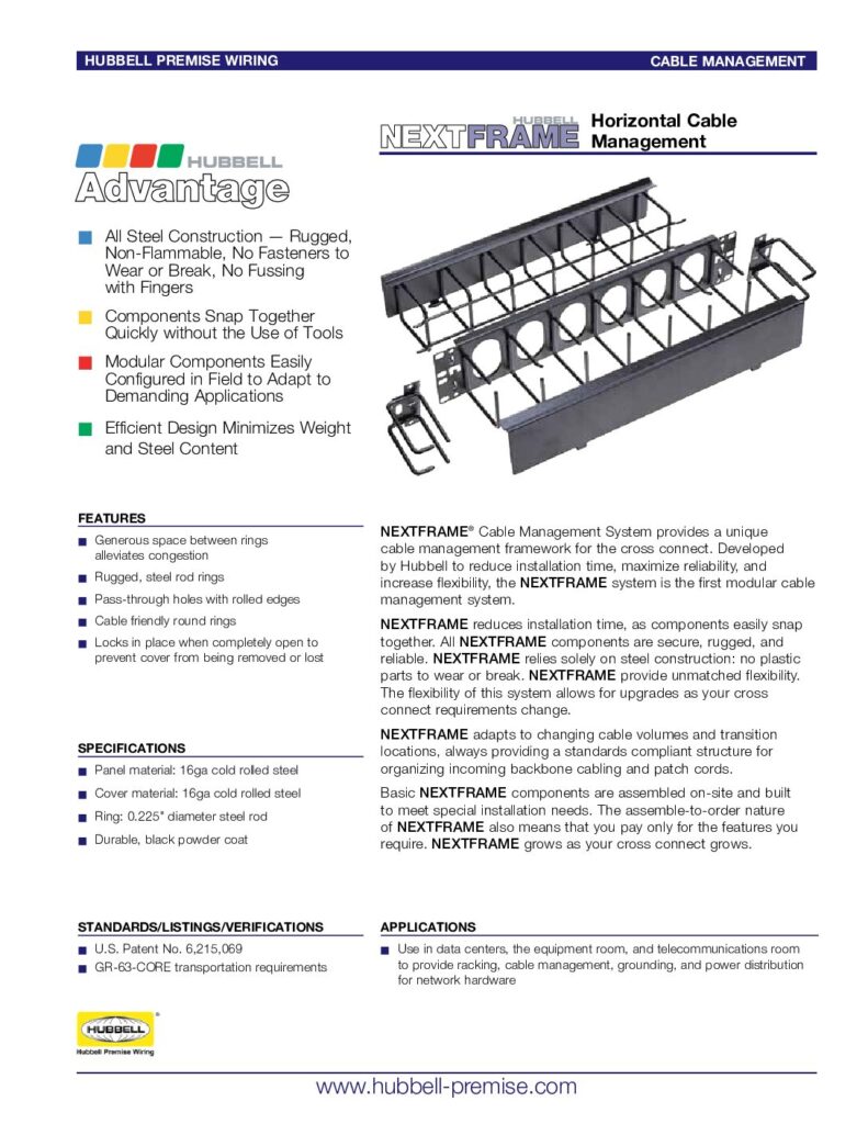 thumbnail of Hubbell Nextframe Horizontal Cable Management