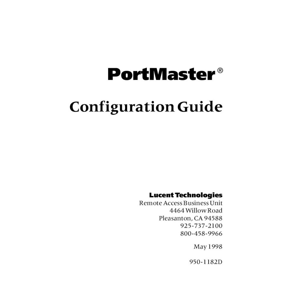 thumbnail of Lucent Portmaster Configuration Guide