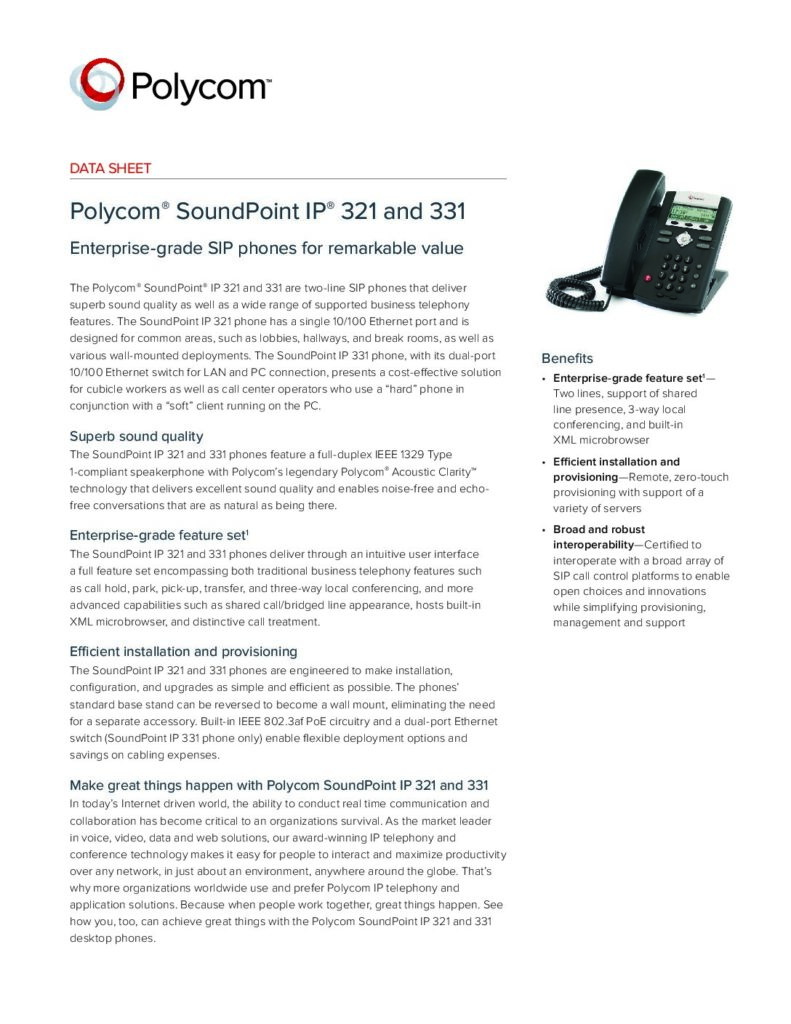 thumbnail of Polycom SoundPoint IP321-331
