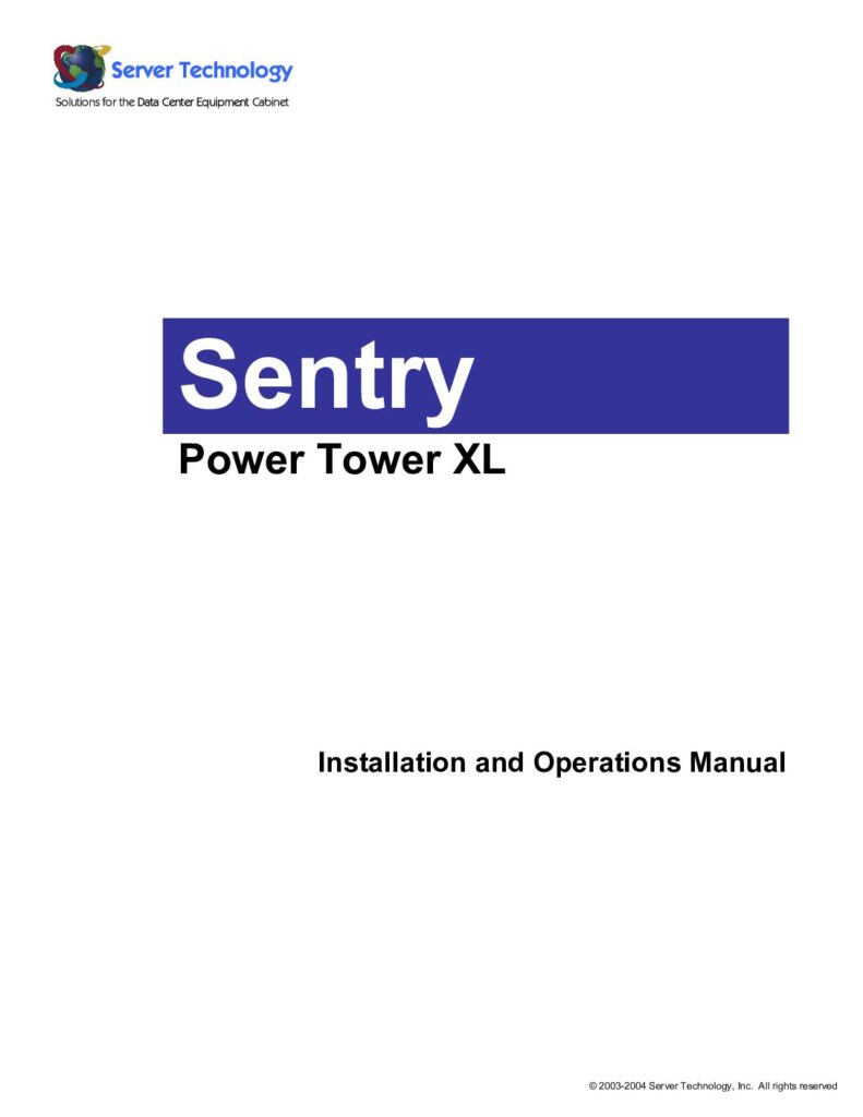thumbnail of Server Tech Sentry Power Tower PTXL Installation and Operations Manual_v52