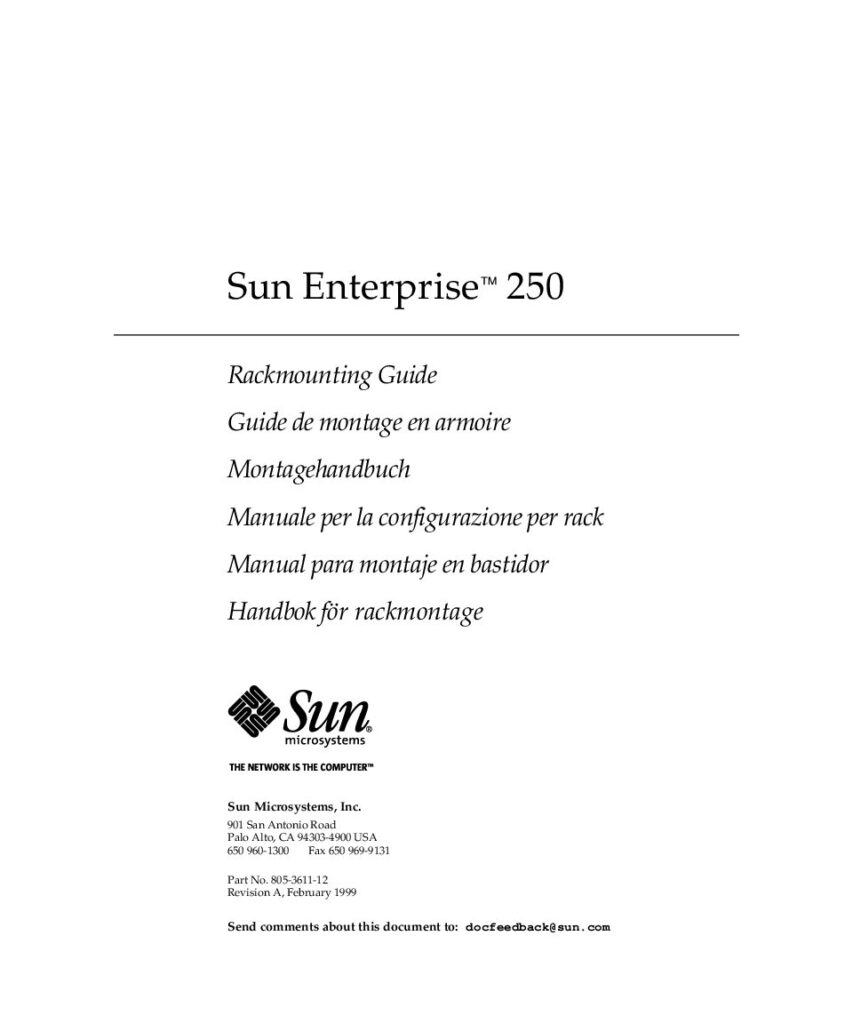 thumbnail of Sun Enterprise 250 Rackmounting Guide 805-3611-12