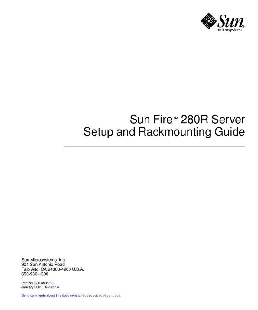 thumbnail of Sun Fire 280R Server Setup and Rackmounting Guide 806-4805