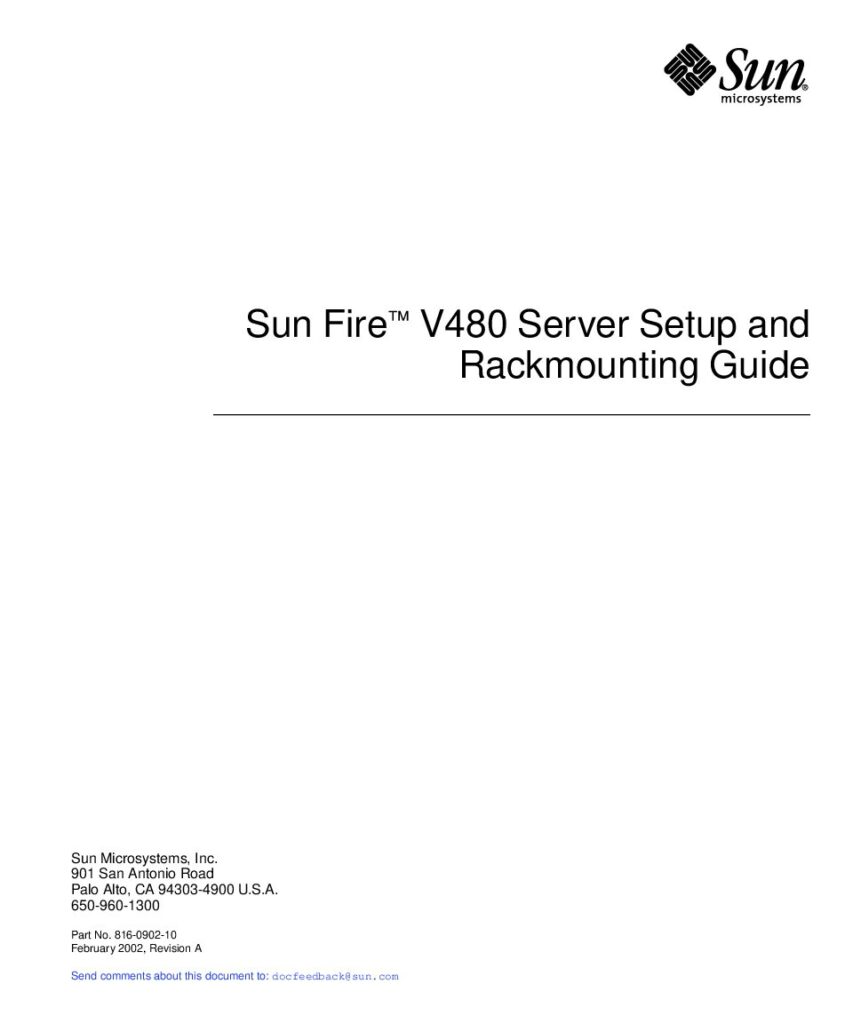 thumbnail of Sun Fire V480 Server Setup and Rackmounting Guide – 816-0902-10