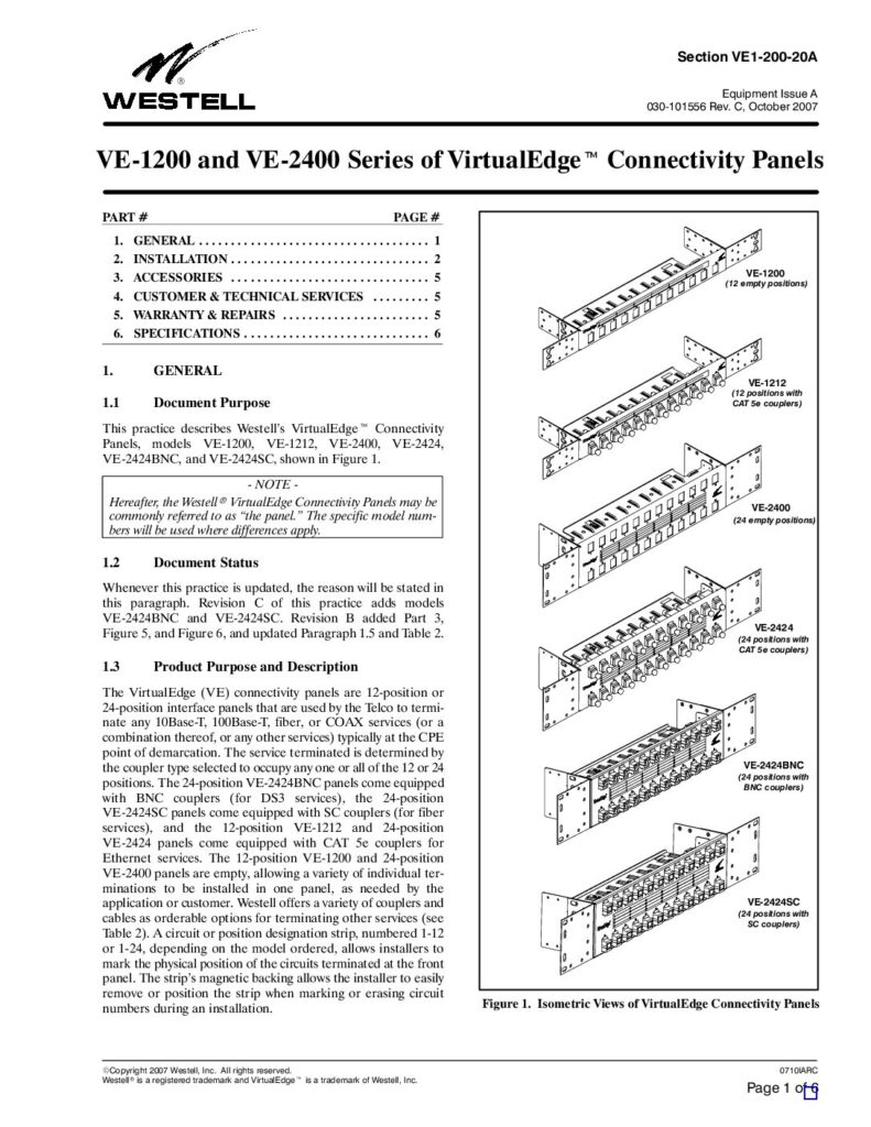 thumbnail of Westell ve1200-ve1212-ve2400-ve2424_tp