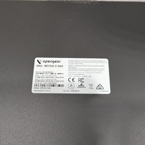 Opengear Infrastructure Manager 7200 32-Port Dual AC IM7232-2-DAC