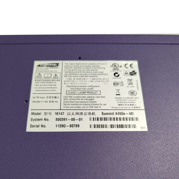 Extreme Networks Summit X450e-48t Switch with XGM2-2bt 10GBASE-T Module - Image 4