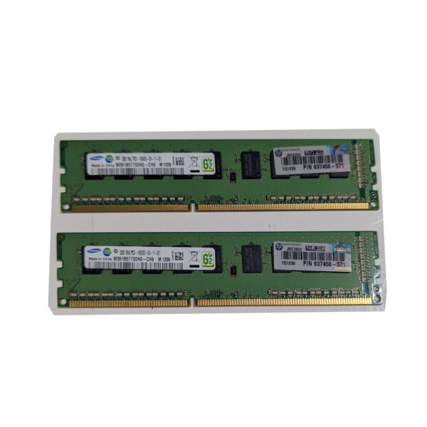 HP 637458-571 Samsung 4GB (2x2GB) PC3-10600E 1333MHz DDR3 240-Pin RAM Server Memory M391B5773DH0-CH9 (1) HP 637458-571 Samsung 4GB (2x2GB) PC3-10600E 1333MHz DDR3 240-Pin RAM Server Memory M391B5773DH0-CH9