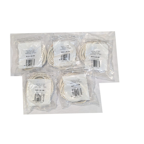 Belkin Cat5e 10Ft Patch Cord RJ45 Network Cables (Quantity 5) White A3L791-10-WHT (1) Belkin Cat5e 10Ft Patch Cord RJ45 Network Cables (Quantity 5) White A3L791-10-WHT