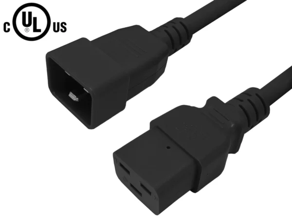 Phantom Cables IEC 320 C19 to C20 SJT AC Power Cords 12AWG Black 15' PW-125-15