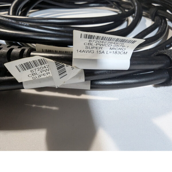 Super Micro (QTY 4) AC Power Cords 6 Feet 15A 14AWG IEC C13 to C14 CBL-PWCD-0579-1