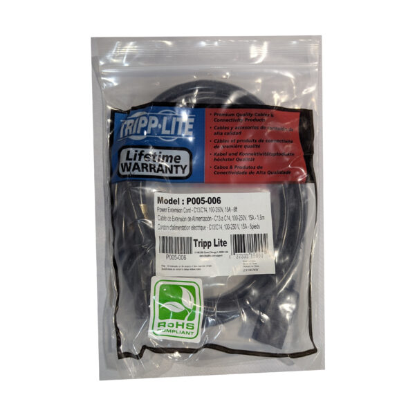 Tripp Lite 6Ft Power Extension Cord C13 to C14 100-250V 15A P005-006