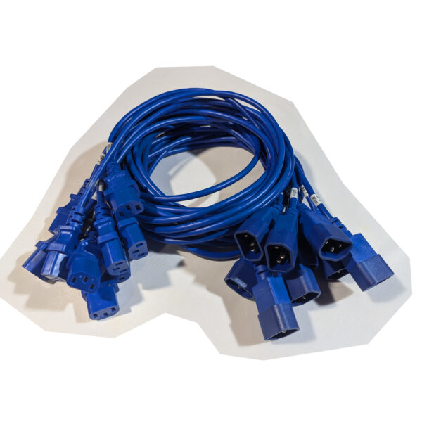 Unirise (QTY 9) AC Power Cords 5 Feet 10A 250V 18AWG IEC C13 to C14 Blue E206144