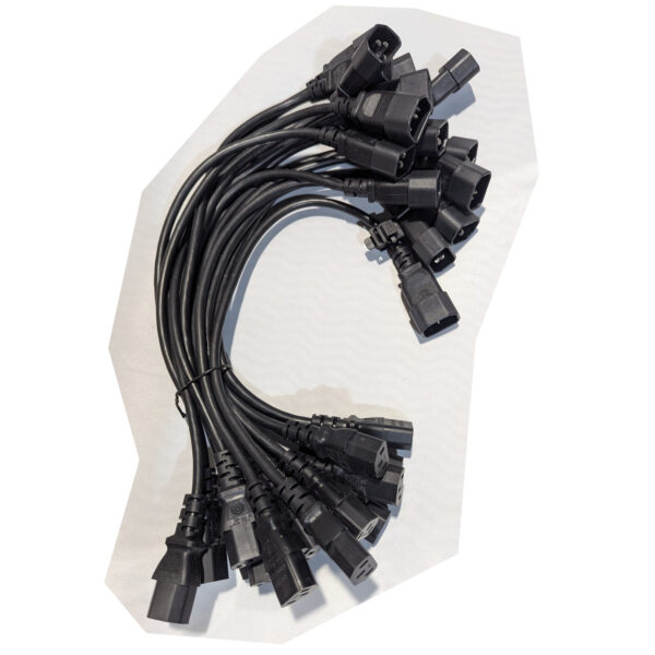 Well Shin (QTY 16) H05VV-F AC Extension Power Cords 10A 250V 1.5 Feet IEC C13 to IEC C14