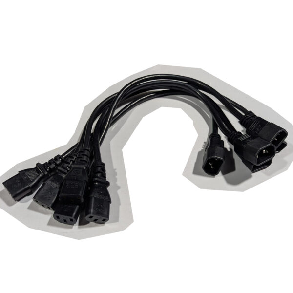 Well Shin (QTY 5) 1.5 Feet IEC C13 to C14 AC Extension Power Cords 10A 250V H05VV-F