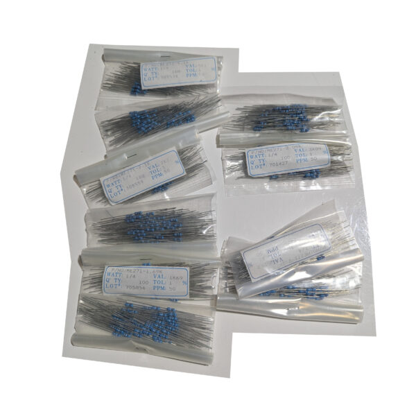 Xicon (Qty 1000) Metal Film Axial Fixed Resistors ¼W (.25W) 1.69K-5.1K Ω ±1% (1) Xicon (Qty 1000) Metal Film Axial Fixed Resistors ¼W (.25W) 1.69K-5.1K Ω ±1%