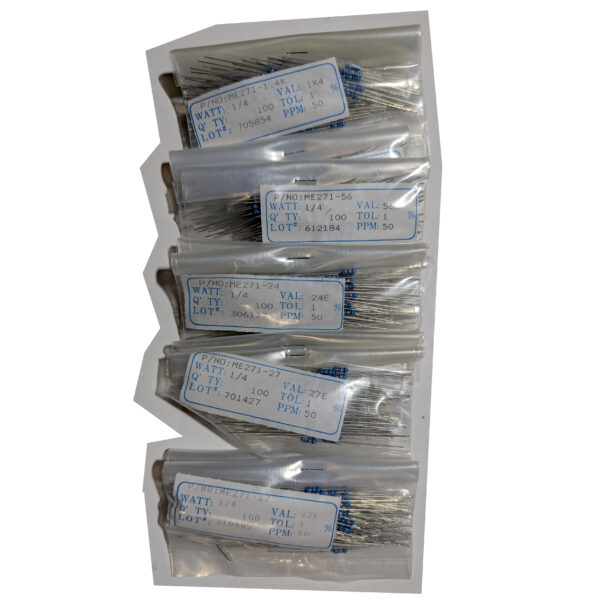 Xicon (Qty 1000) Metal Film Axial Fixed Resistors ¼W (.25W) 22-1.4K Ω ±1% (1) Xicon (Qty 1000) Metal Film Axial Fixed Resistors ¼W (.25W) 22-1.4K Ω ±1%