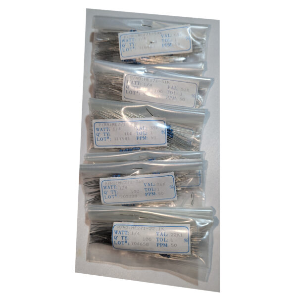 Xicon (Qty 1000) Metal Film Axial Fixed Resistors ¼W (.25W) 22.1k-59k Ω ±1%
