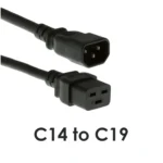 Yung Li AC Power Cables (Qty 9) IEC C14 to C19 3 Feet 16A 250V 14AWG Black PWRC14C19-03F-15A